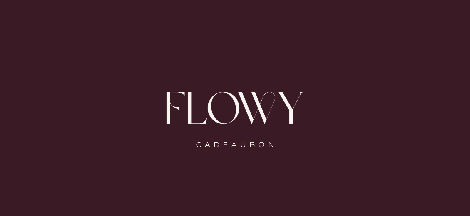 Flowy cadeaubon in bordeaux met het FLOWY logo